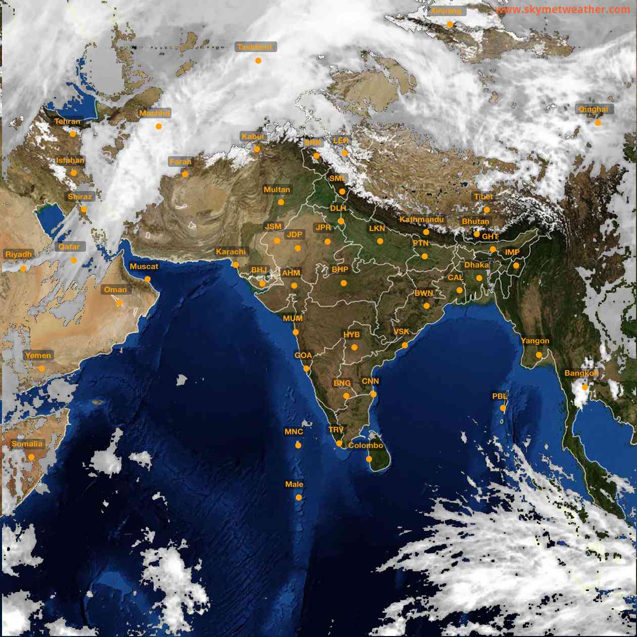 Latest INSAT Weather Satellite Image of India - Infrared Map - 13:00 IST on 4 March 2026