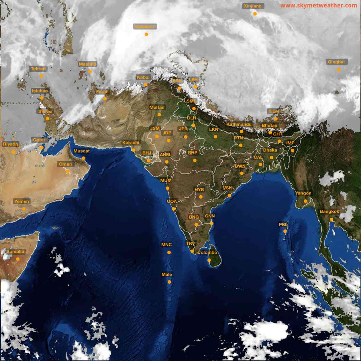 Latest INSAT Weather Satellite Image of India - Infrared Map - 05:00 IST on 5 March 2026