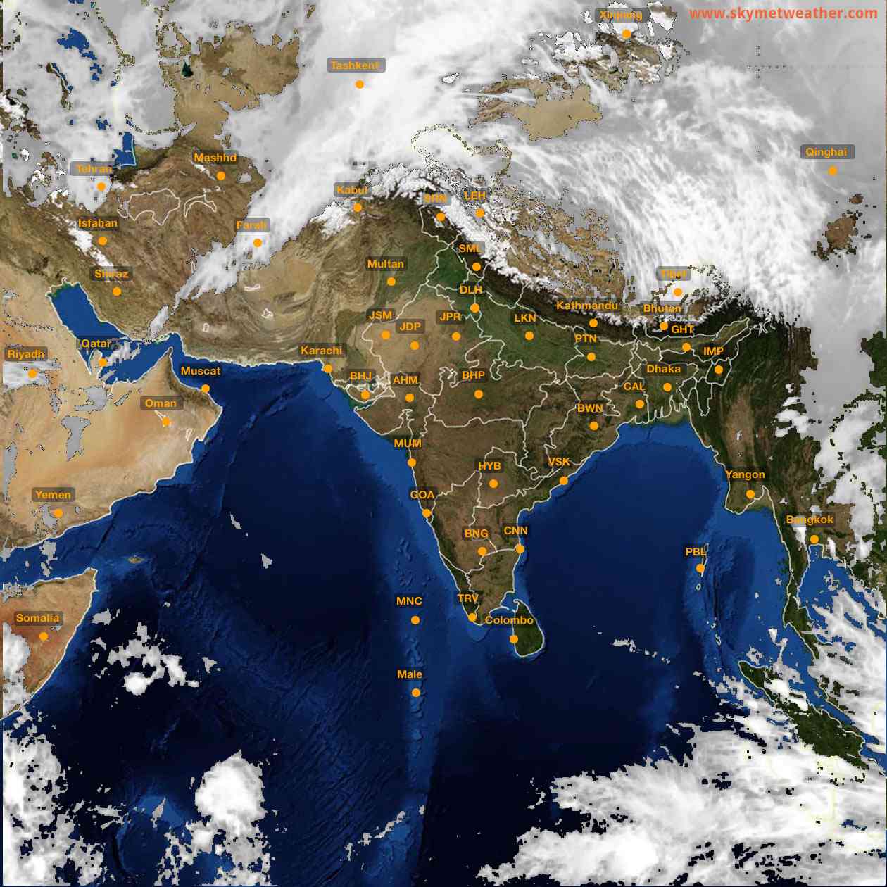 Latest INSAT Weather Satellite Image of India - Infrared Map - 16:00 IST on 5 March 2026