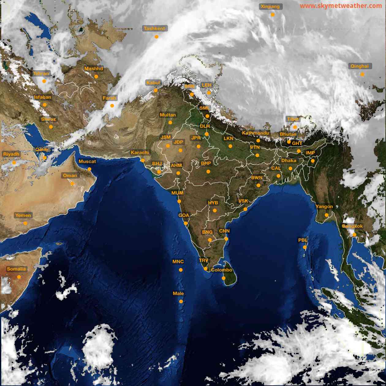 Latest INSAT Weather Satellite Image of India - Infrared Map - 19:00 IST on 5 March 2026