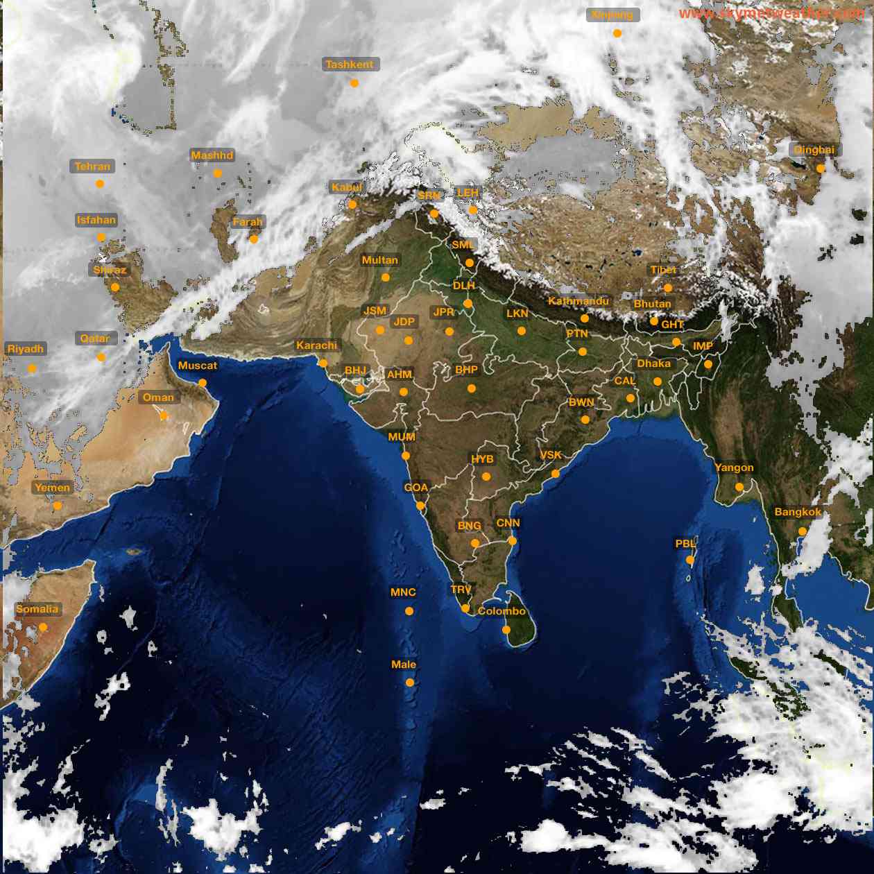Latest INSAT Weather Satellite Image of India - Infrared Map - 10:00 IST on 6 March 2026