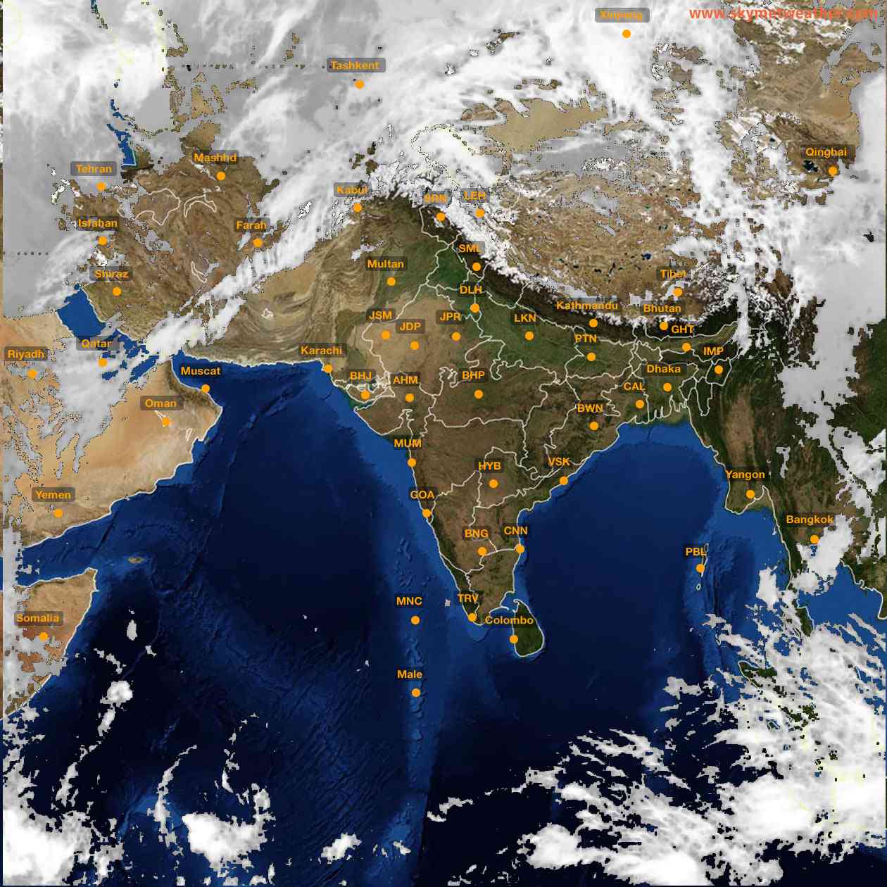 Latest INSAT Weather Satellite Image of India - Infrared Map - 12:00 IST on 6 March 2026