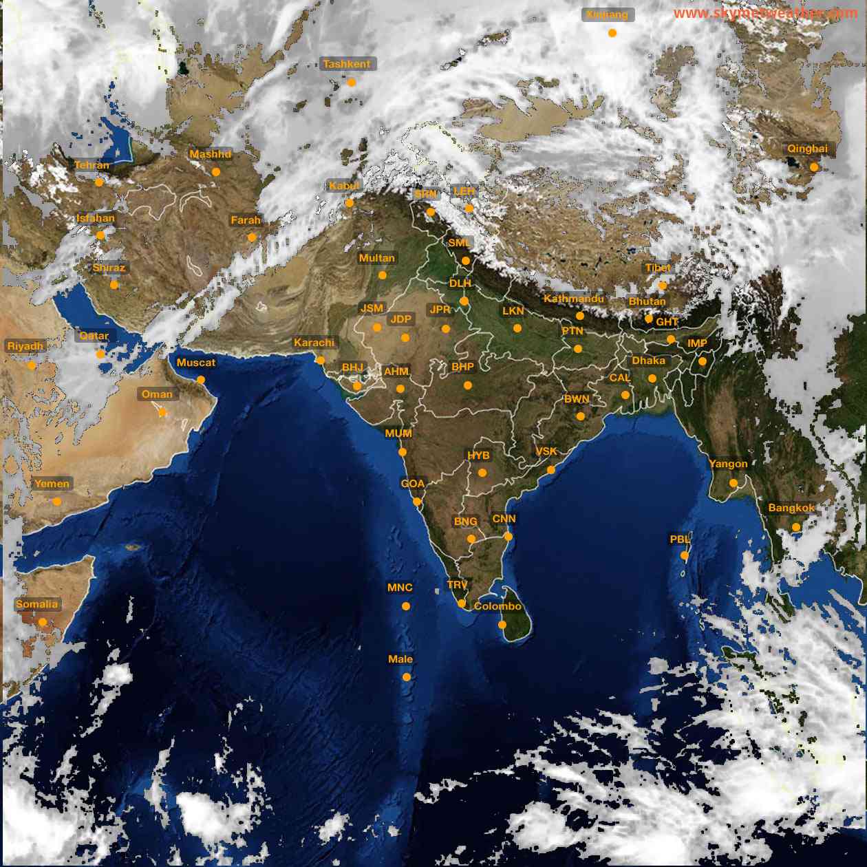 Latest INSAT Weather Satellite Image of India - Infrared Map - 13:00 IST on 6 March 2026