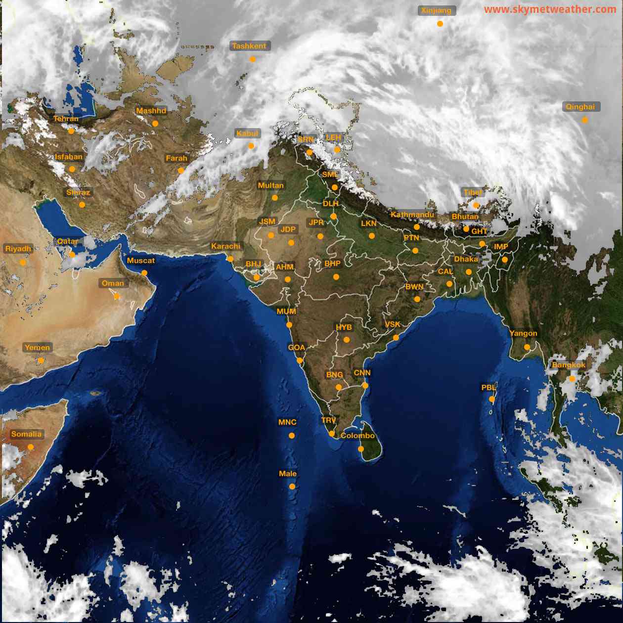 Latest INSAT Weather Satellite Image of India - Infrared Map - 19:00 IST on 6 March 2026