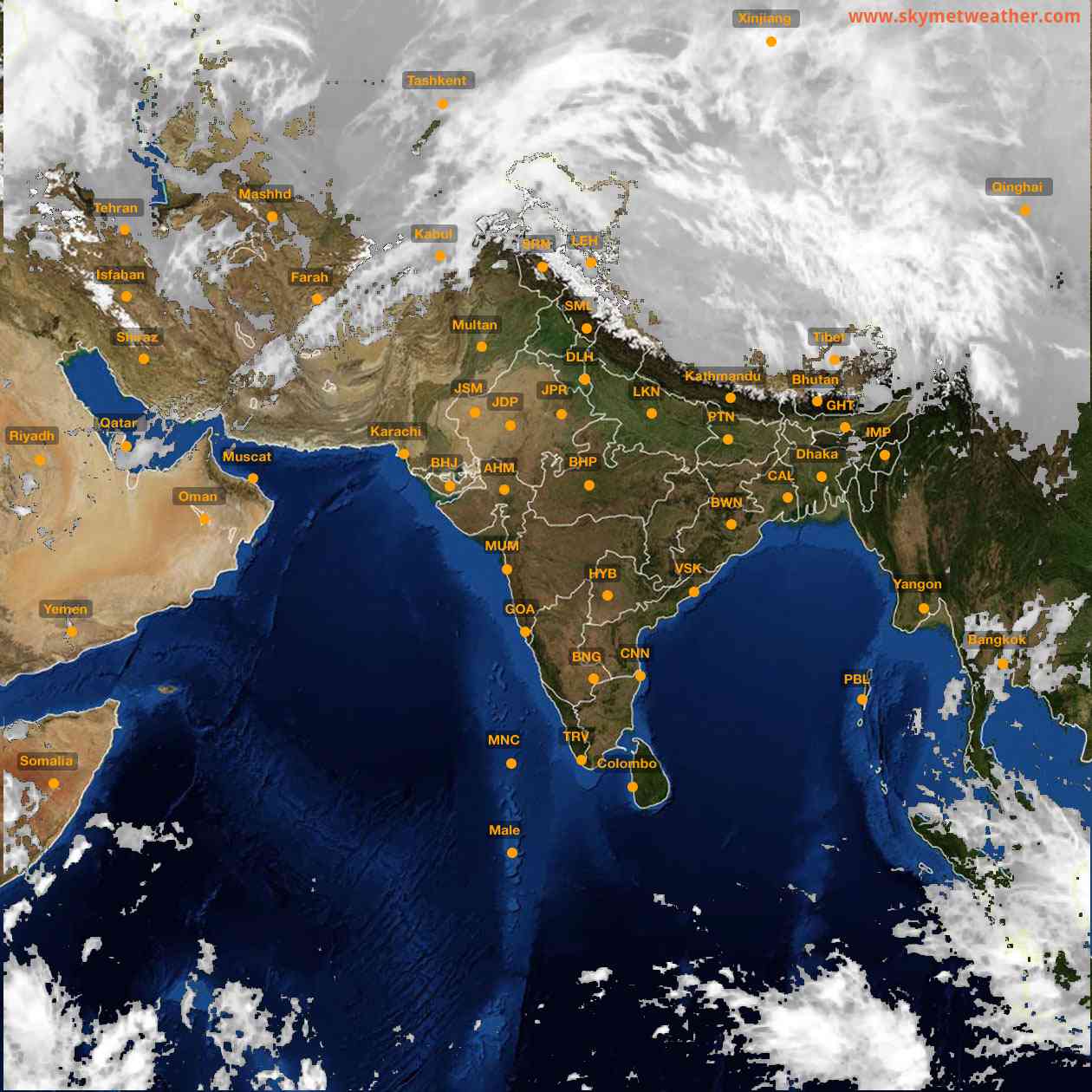 Latest INSAT Weather Satellite Image of India - Infrared Map - 20:00 IST on 6 March 2026