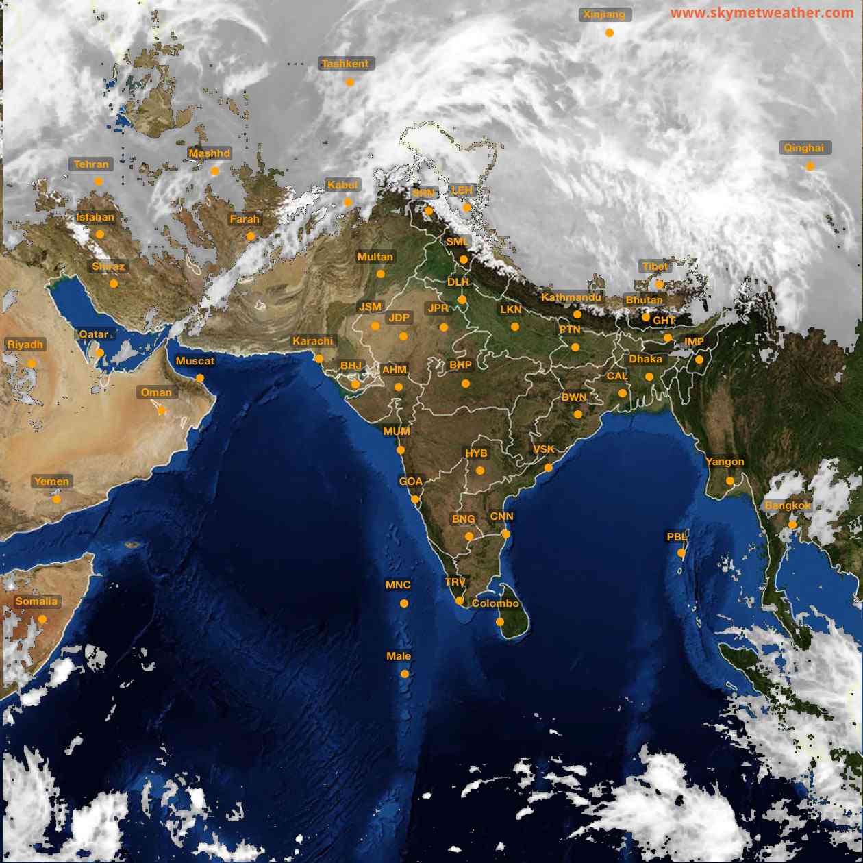 Latest INSAT Weather Satellite Image of India - Infrared Map - 22:00 IST on 6 March 2026