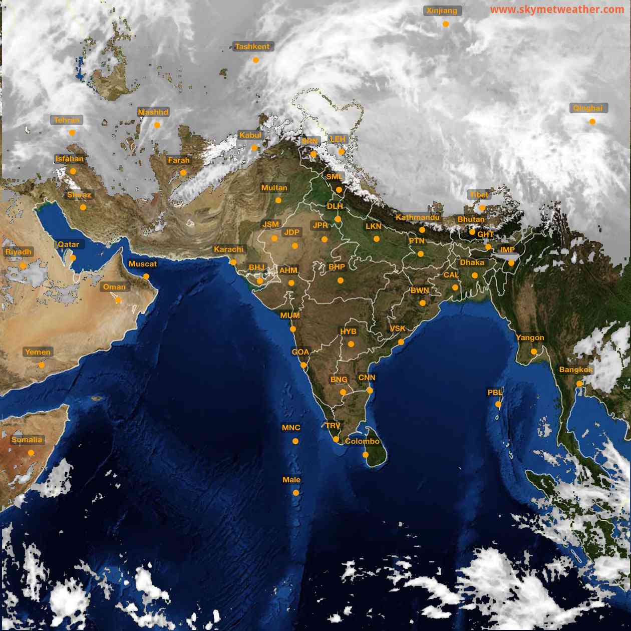 Latest INSAT Weather Satellite Image of India - Infrared Map - 02:00 IST on 7 March 2026