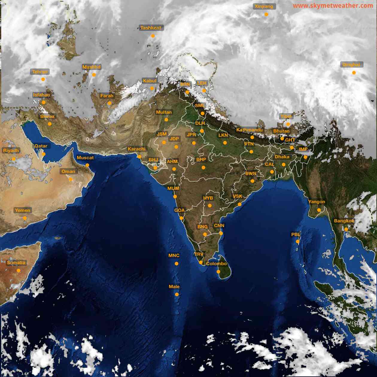 Latest INSAT Weather Satellite Image of India - Infrared Map - 03:00 IST on 7 March 2026