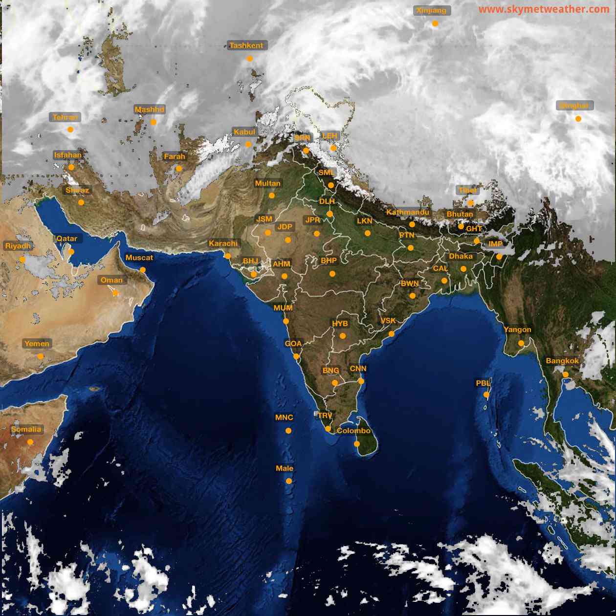 Latest INSAT Weather Satellite Image of India - Infrared Map - 04:00 IST on 7 March 2026