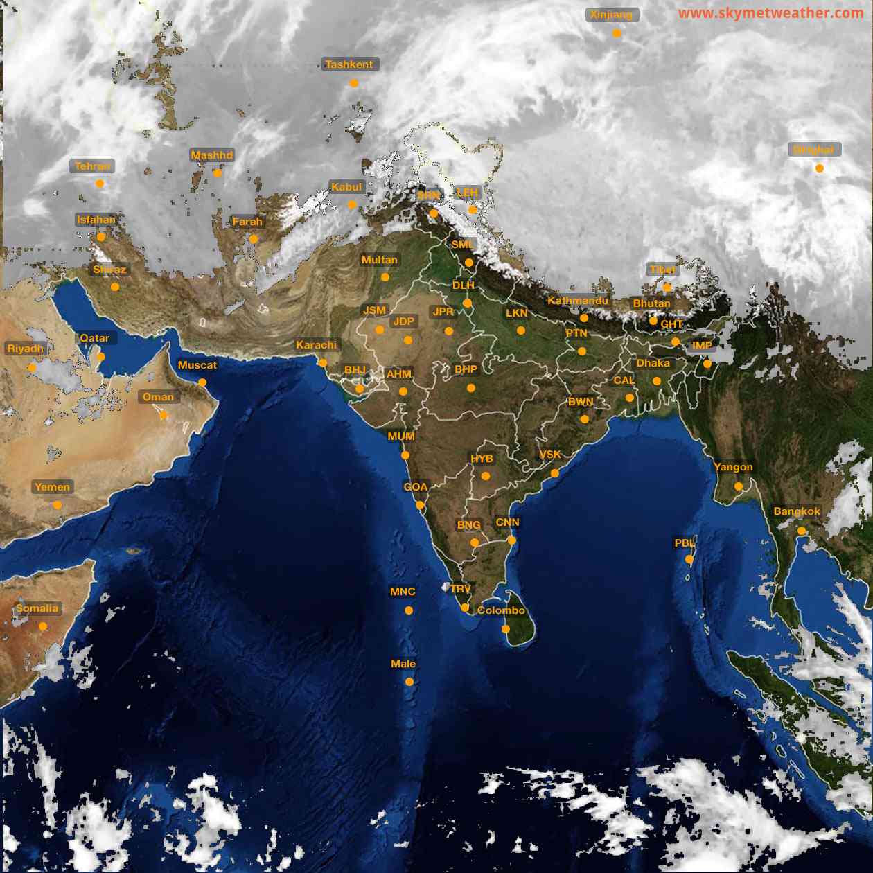 Latest INSAT Weather Satellite Image of India - Infrared Map - 05:00 IST on 7 March 2026