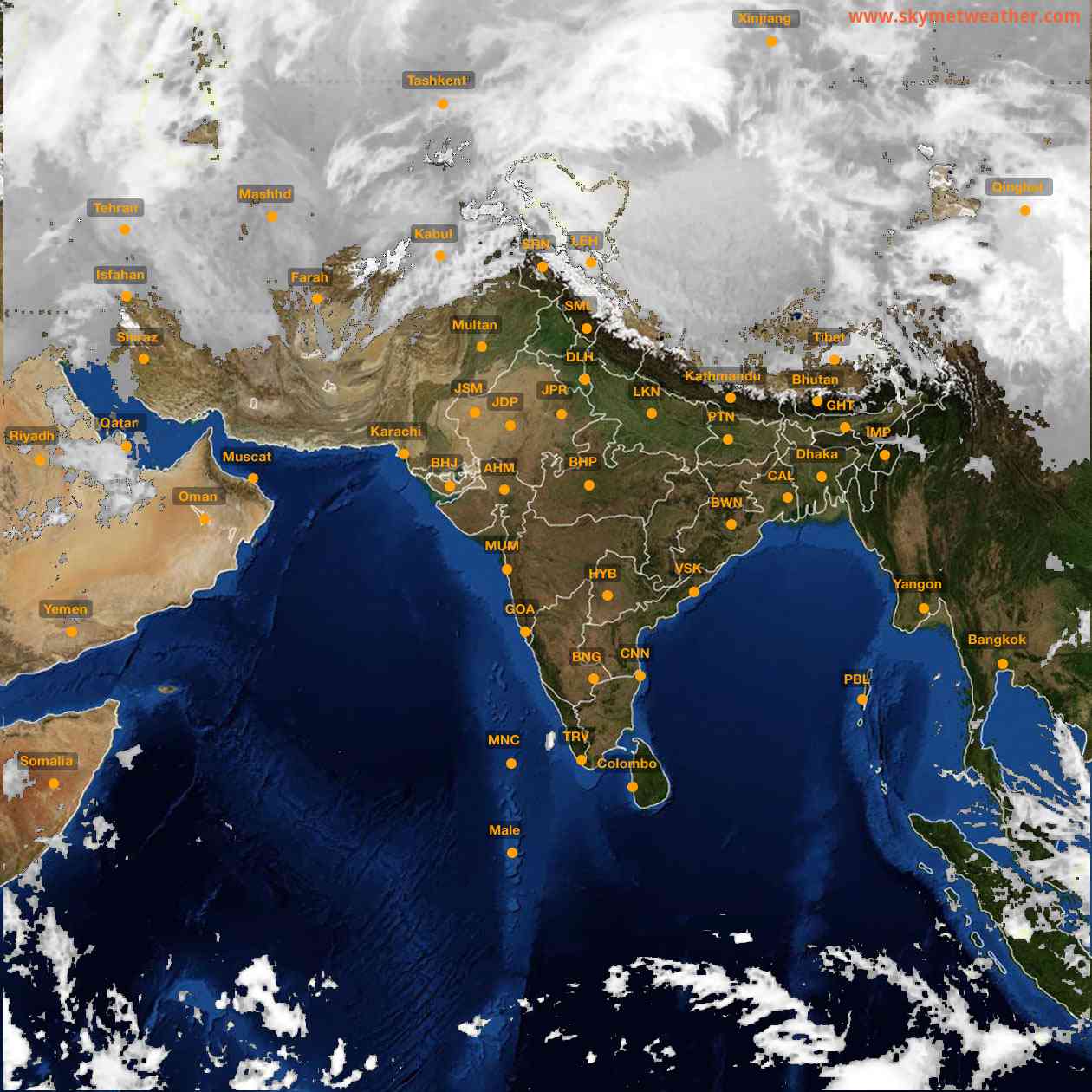 Latest INSAT Weather Satellite Image of India - Infrared Map - 08:00 IST on 7 March 2026