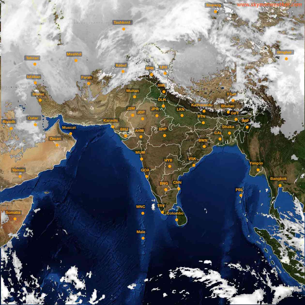 Latest INSAT Weather Satellite Image of India - Infrared Map - 09:00 IST on 7 March 2026