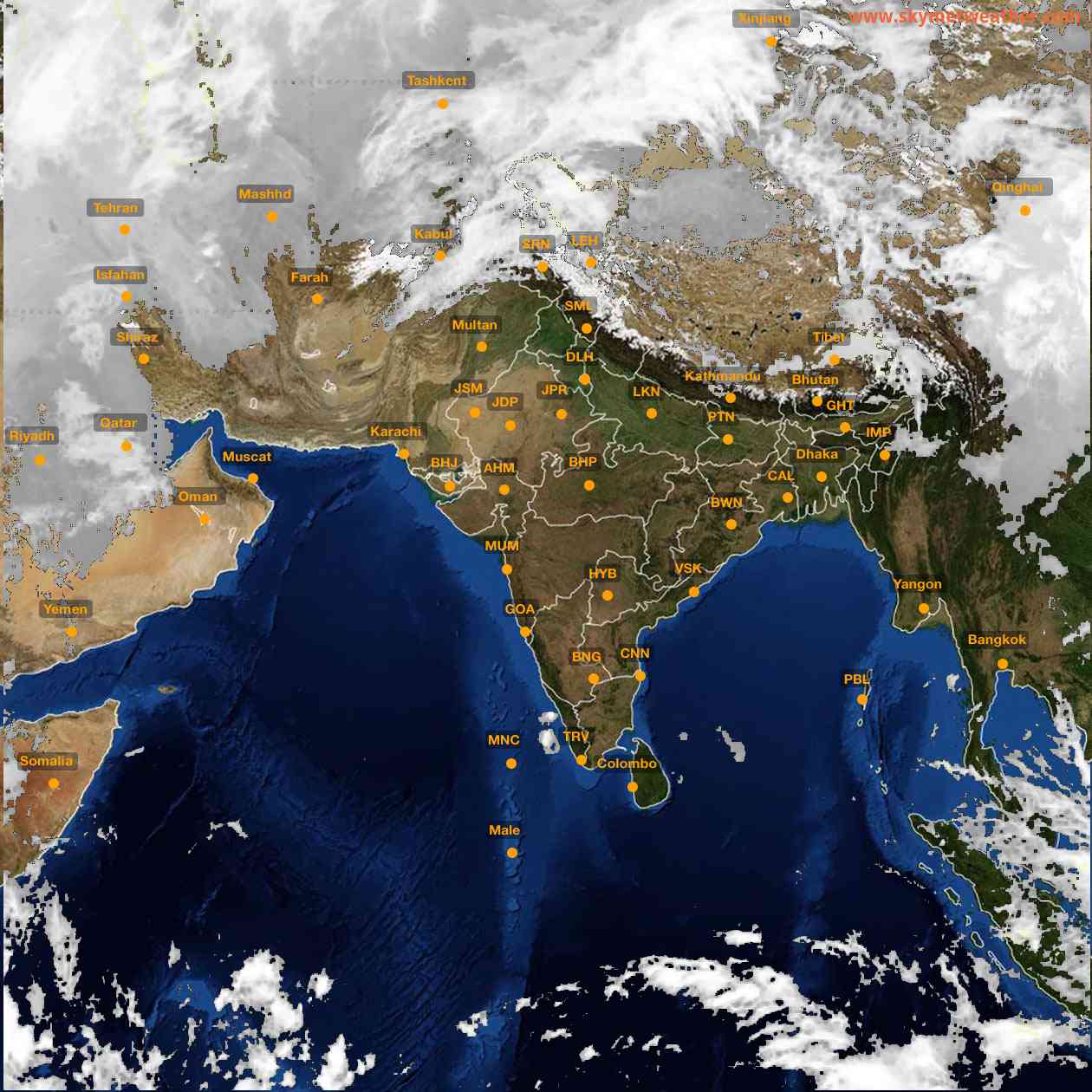 Latest INSAT Weather Satellite Image of India - Infrared Map - 10:00 IST on 7 March 2026