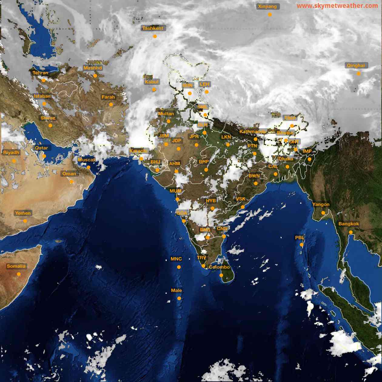 Latest INSAT Weather Satellite Image of India - Infrared Map - 01:00 IST on 19 March 2026
