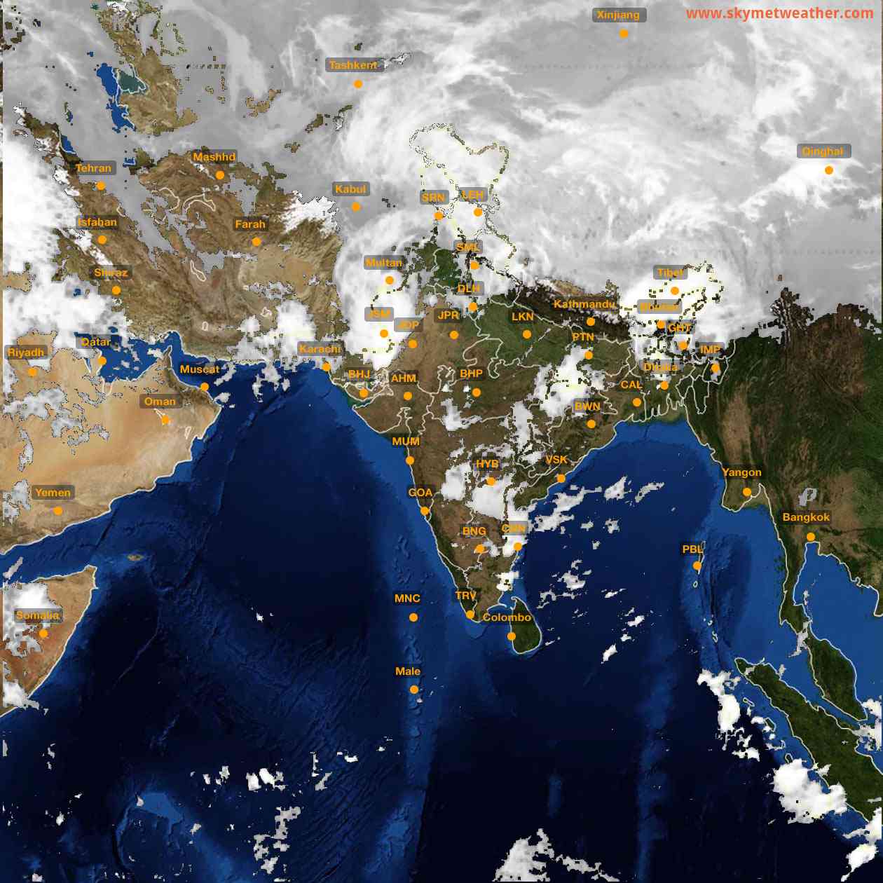 Latest INSAT Weather Satellite Image of India - Infrared Map - 03:00 IST on 19 March 2026