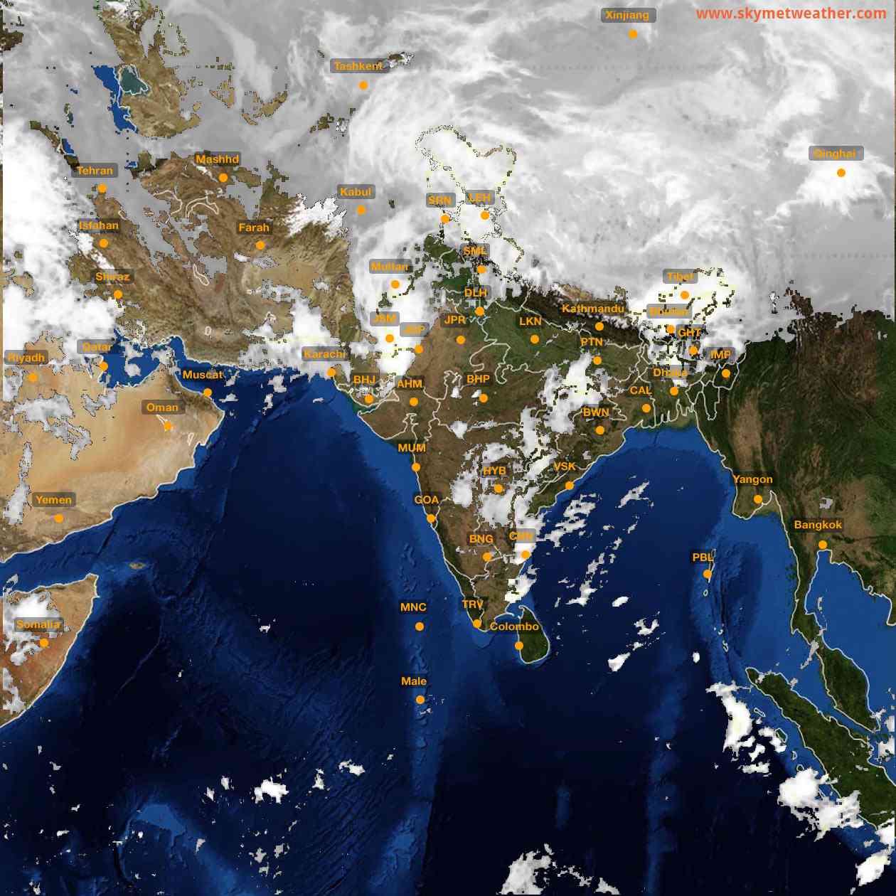 Latest INSAT Weather Satellite Image of India - Infrared Map - 04:00 IST on 19 March 2026
