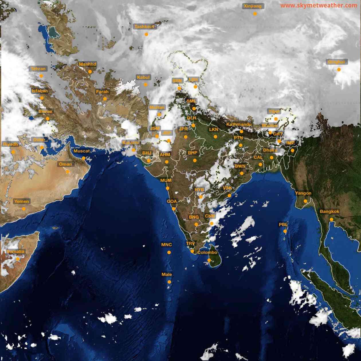 Latest INSAT Weather Satellite Image of India - Infrared Map - 06:00 IST on 19 March 2026