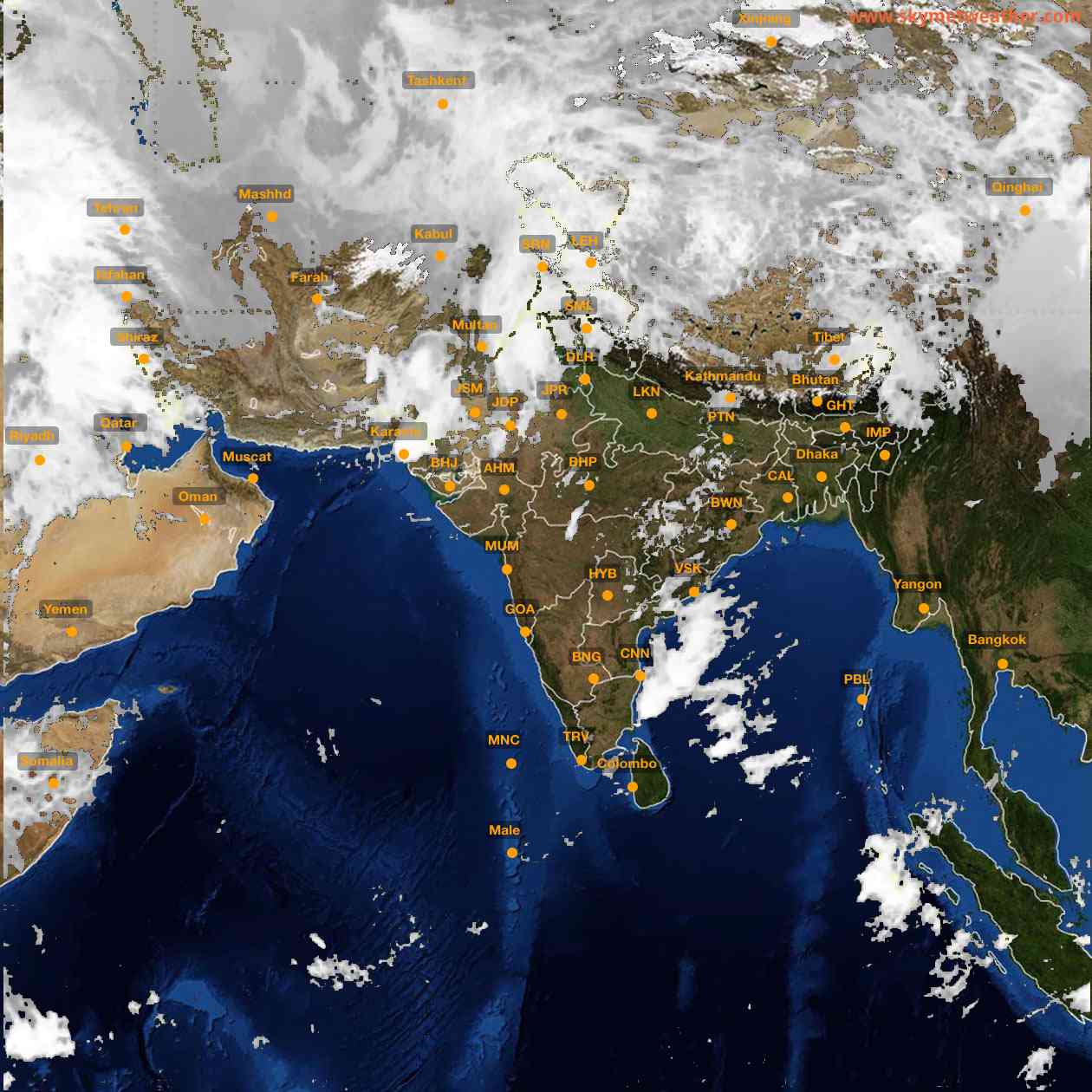 Latest INSAT Weather Satellite Image of India - Infrared Map - 10:00 IST on 19 March 2026