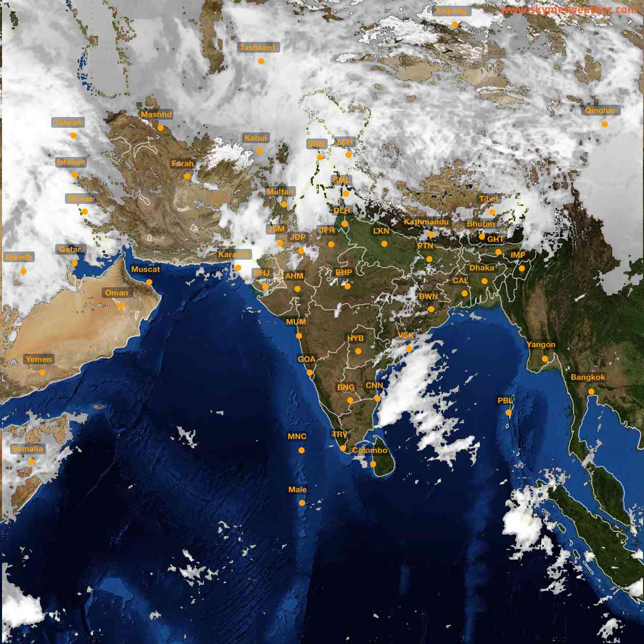 Latest INSAT Weather Satellite Image of India - Infrared Map - 11:00 IST on 19 March 2026