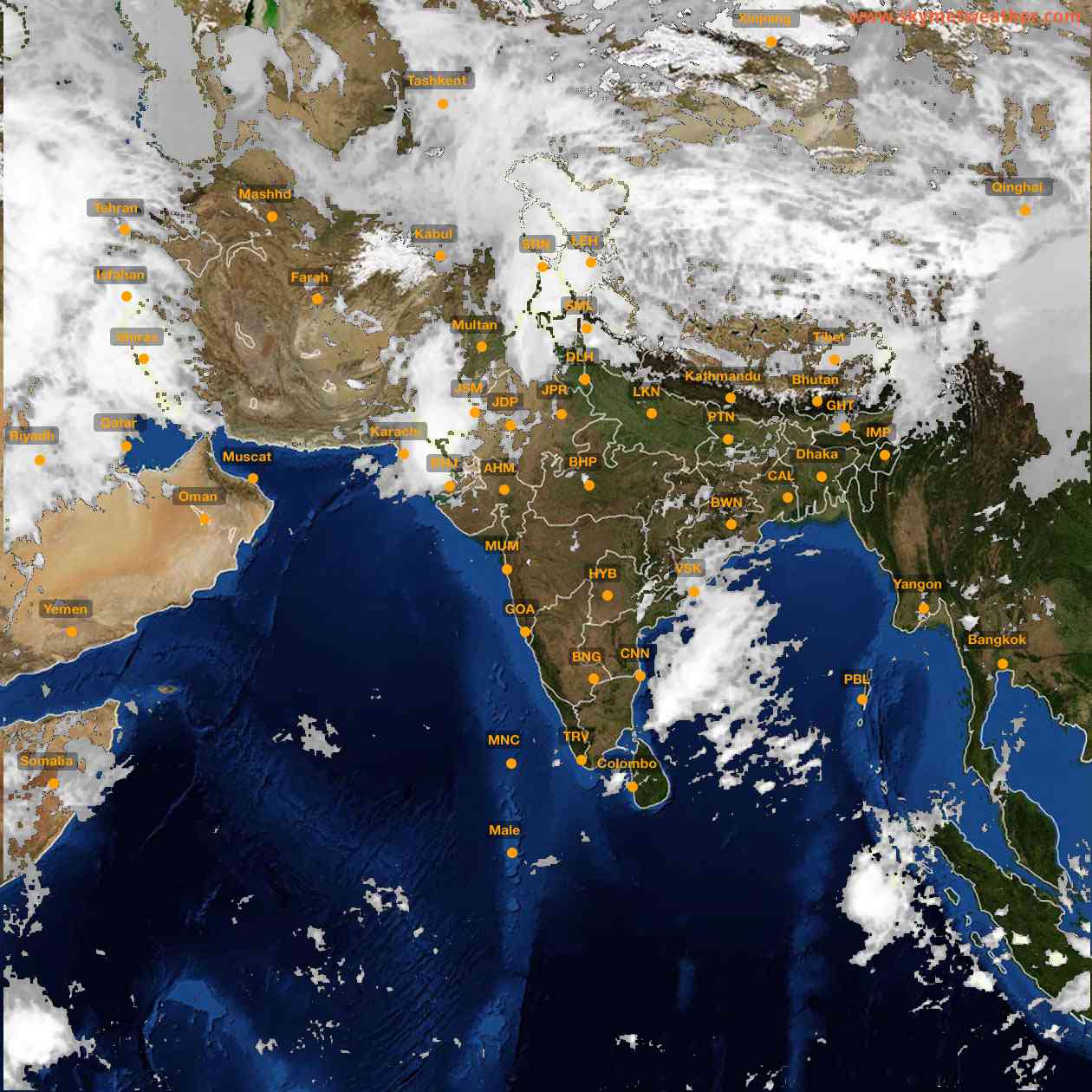 Latest INSAT Weather Satellite Image of India - Infrared Map - 13:00 IST on 19 March 2026