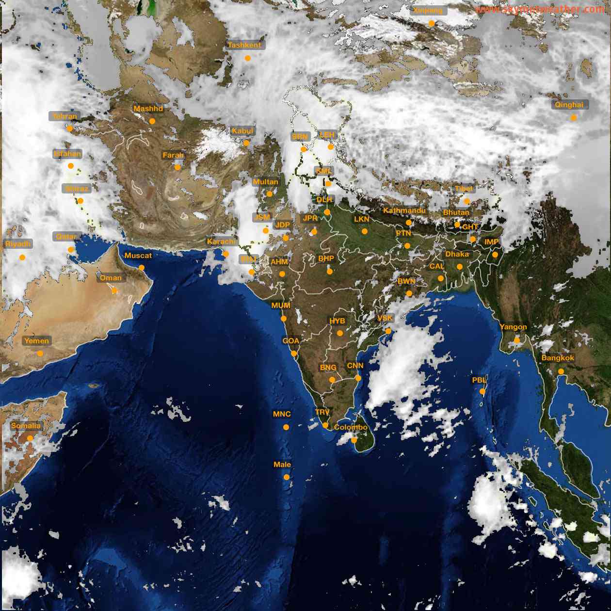 Latest INSAT Weather Satellite Image of India - Infrared Map - 14:00 IST on 19 March 2026