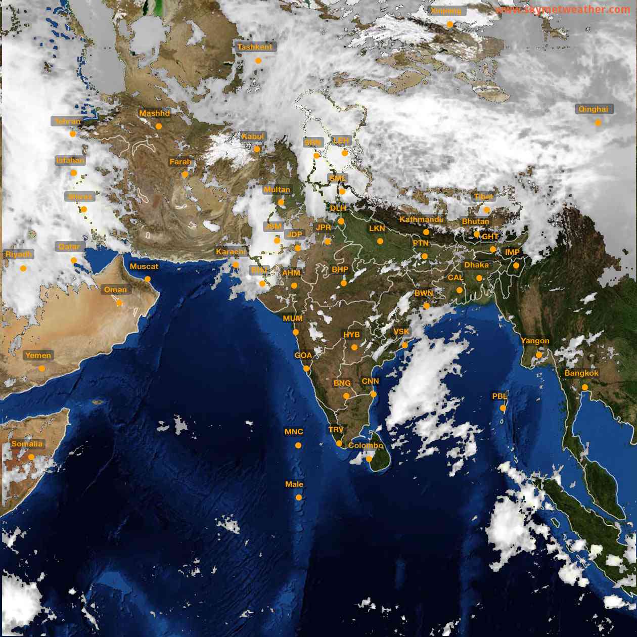 Latest INSAT Weather Satellite Image of India - Infrared Map - 15:00 IST on 19 March 2026