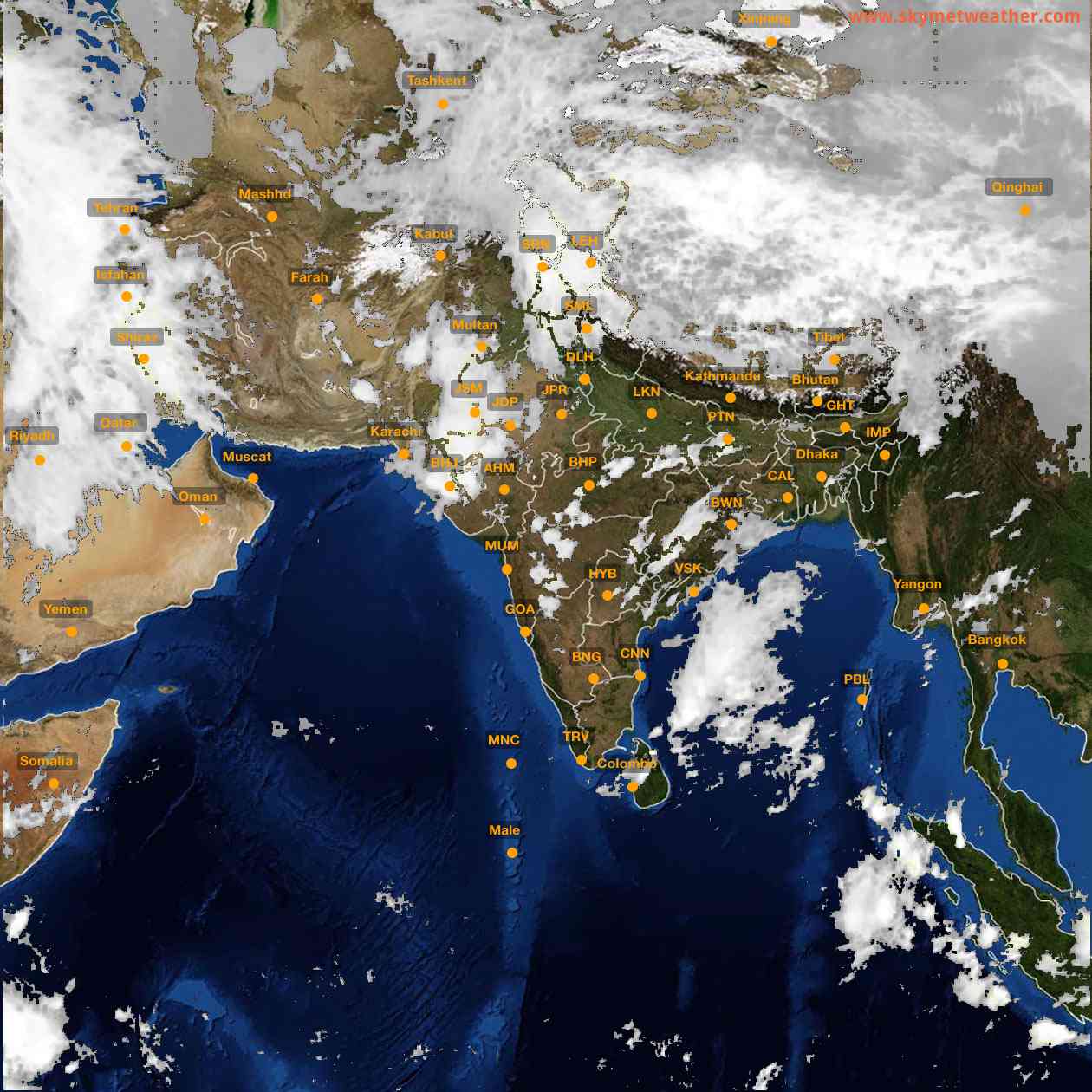 Latest INSAT Weather Satellite Image of India - Infrared Map - 16:00 IST on 19 March 2026