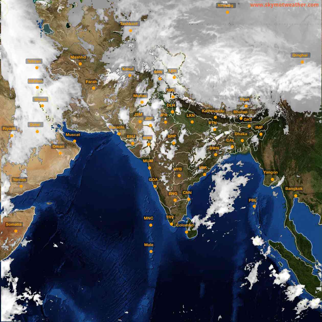 Latest INSAT Weather Satellite Image of India - Infrared Map - 21:00 IST on 19 March 2026