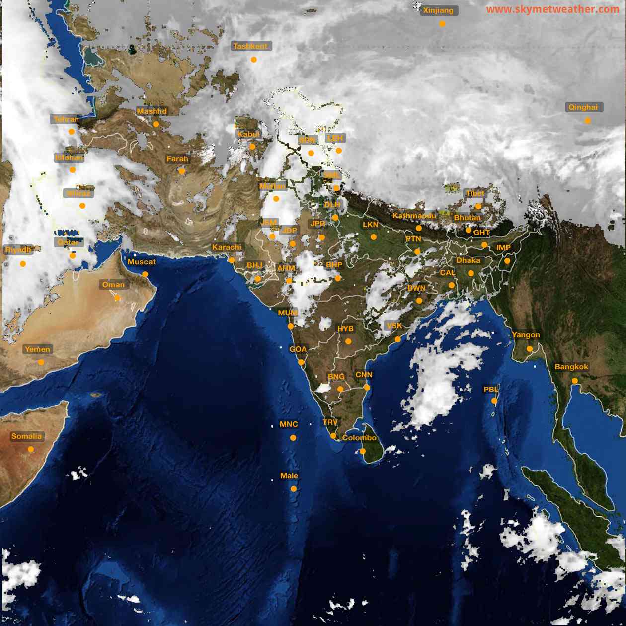 Latest INSAT Weather Satellite Image of India - Infrared Map - 01:00 IST on 20 March 2026
