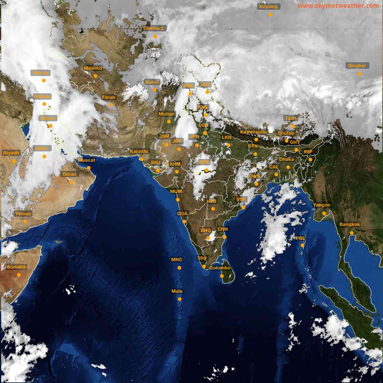 Latest INSAT Weather Satellite Image of India - Infrared Map - 02:00 IST on 20 March 2026