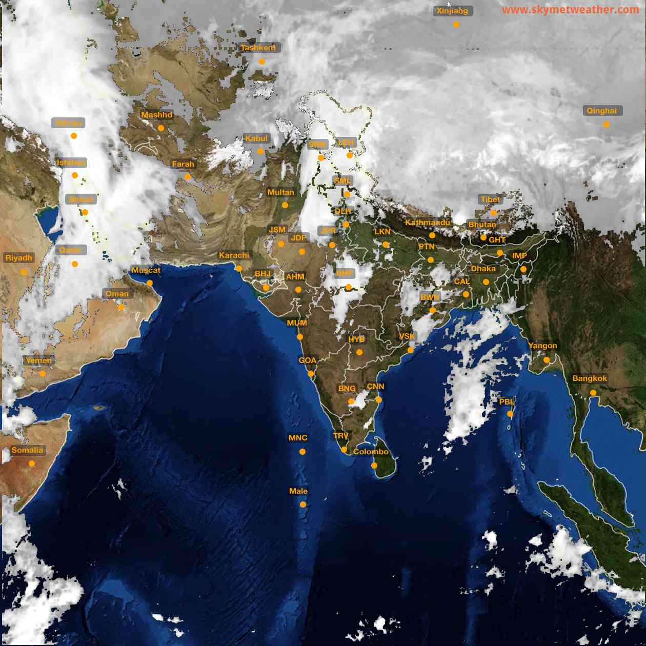 Latest INSAT Weather Satellite Image of India - Infrared Map - 03:00 IST on 20 March 2026