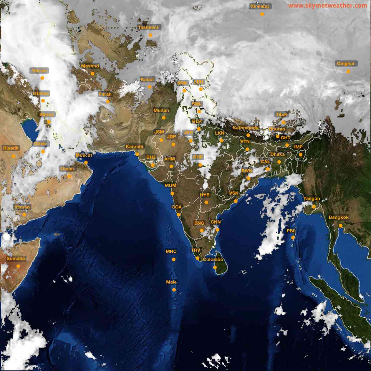 Latest INSAT Weather Satellite Image of India - Infrared Map - 05:00 IST on 20 March 2026