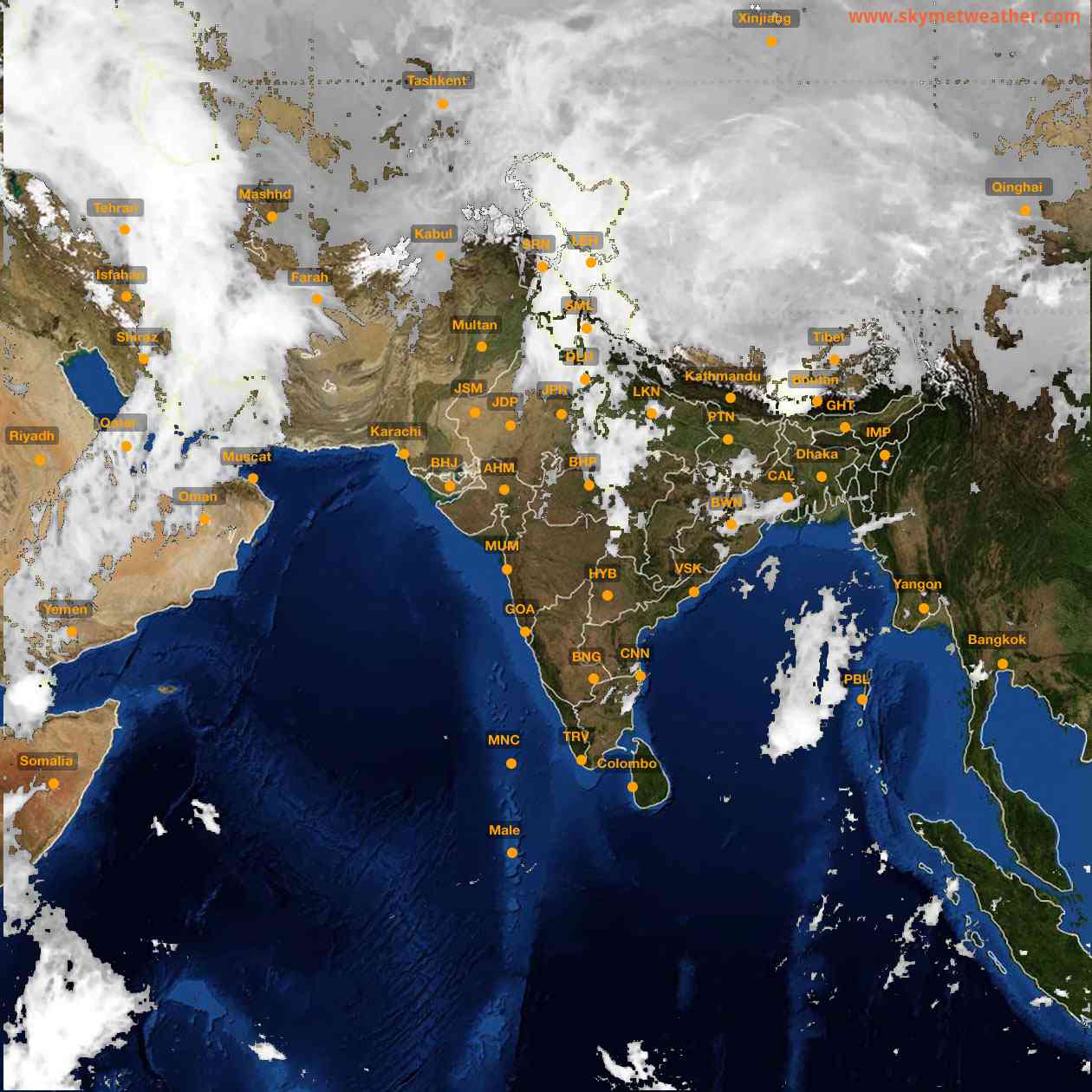 Latest INSAT Weather Satellite Image of India - Infrared Map - 07:00 IST on 20 March 2026