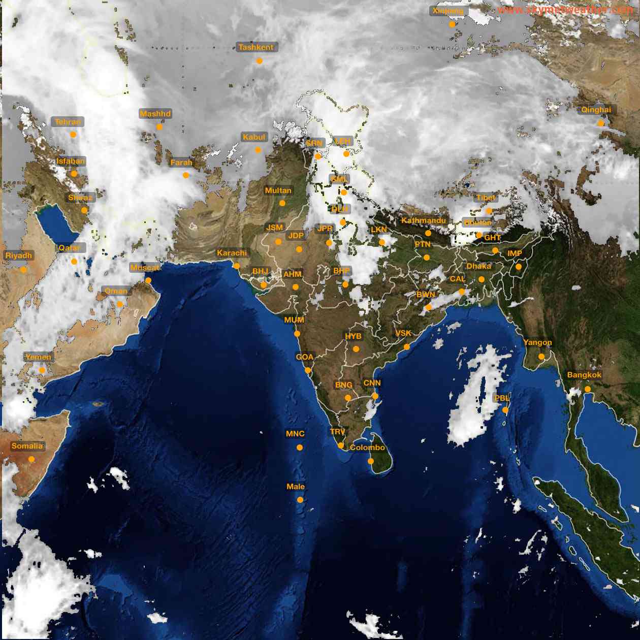 Latest INSAT Weather Satellite Image of India - Infrared Map - 08:00 IST on 20 March 2026