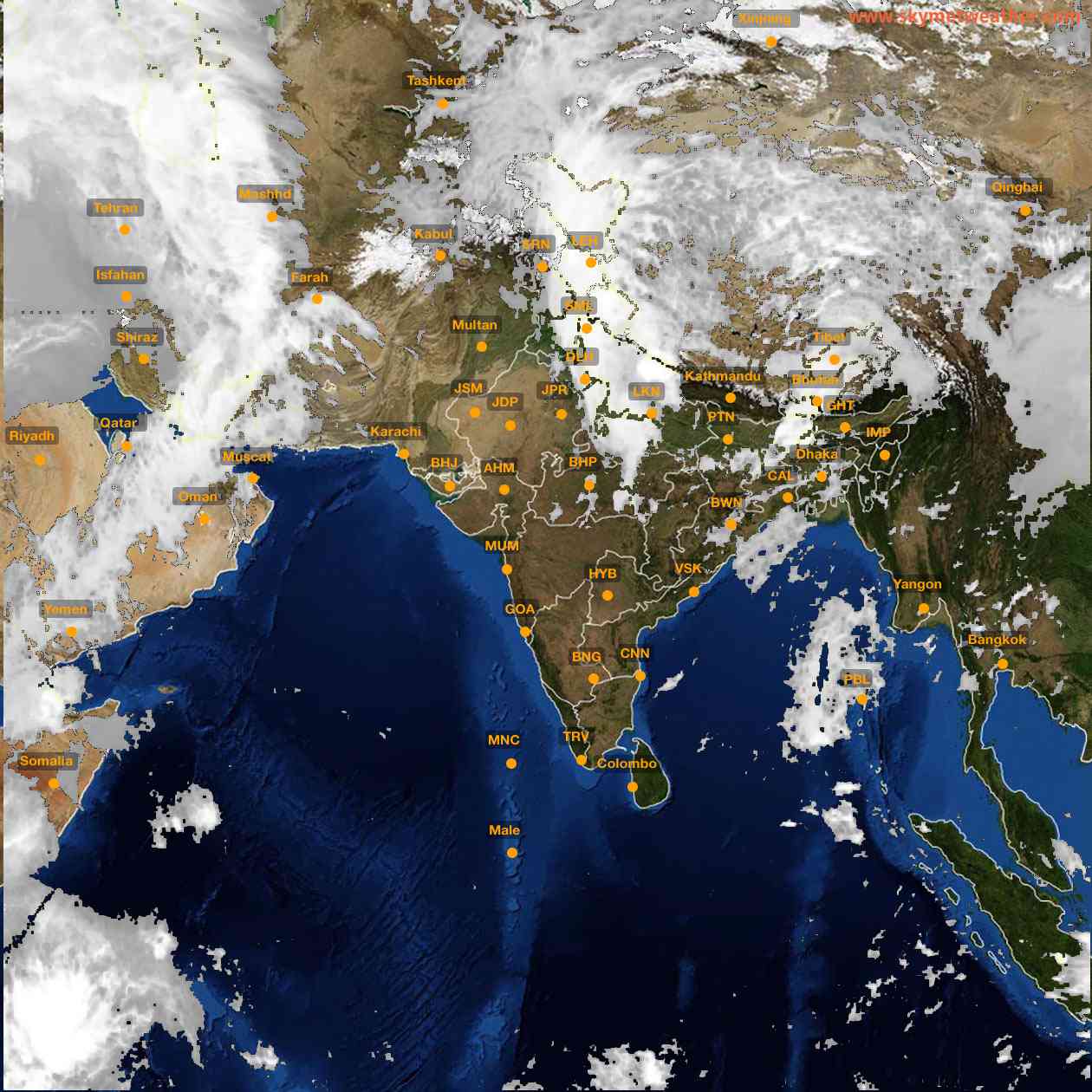 Latest INSAT Weather Satellite Image of India - Infrared Map - 12:00 IST on 20 March 2026