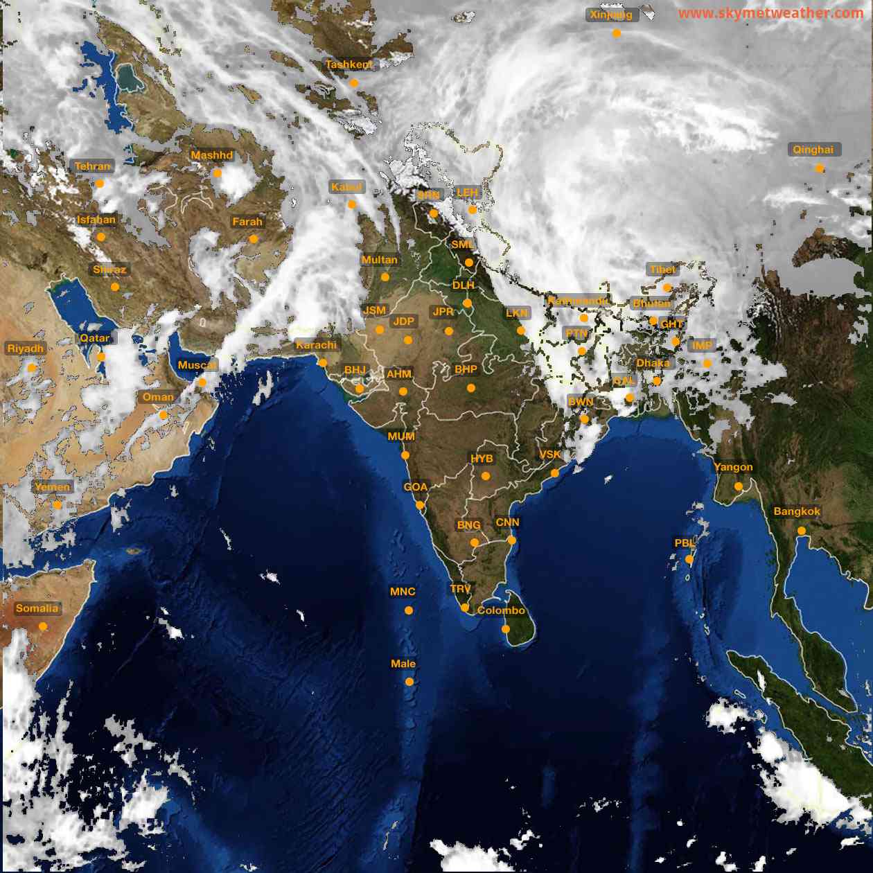Latest INSAT Weather Satellite Image of India - Infrared Map - 03:00 IST on 21 March 2026