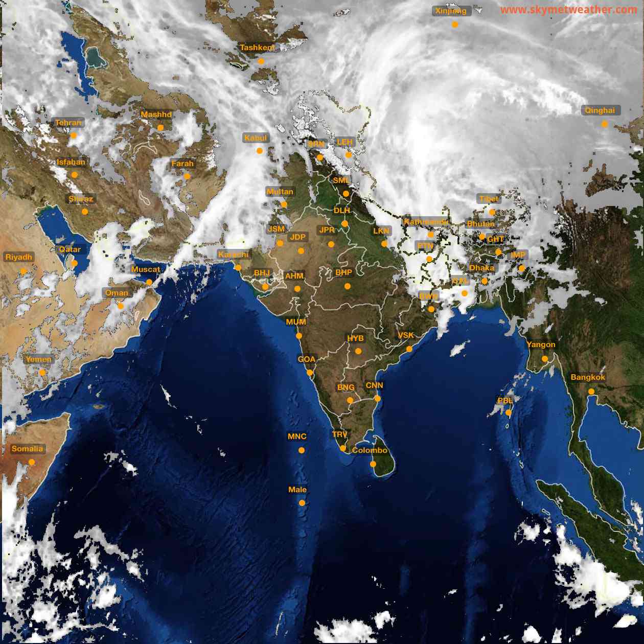 Latest INSAT Weather Satellite Image of India - Infrared Map - 05:00 IST on 21 March 2026