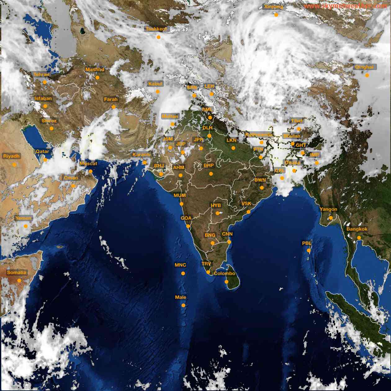 Latest INSAT Weather Satellite Image of India - Infrared Map - 13:00 IST on 21 March 2026