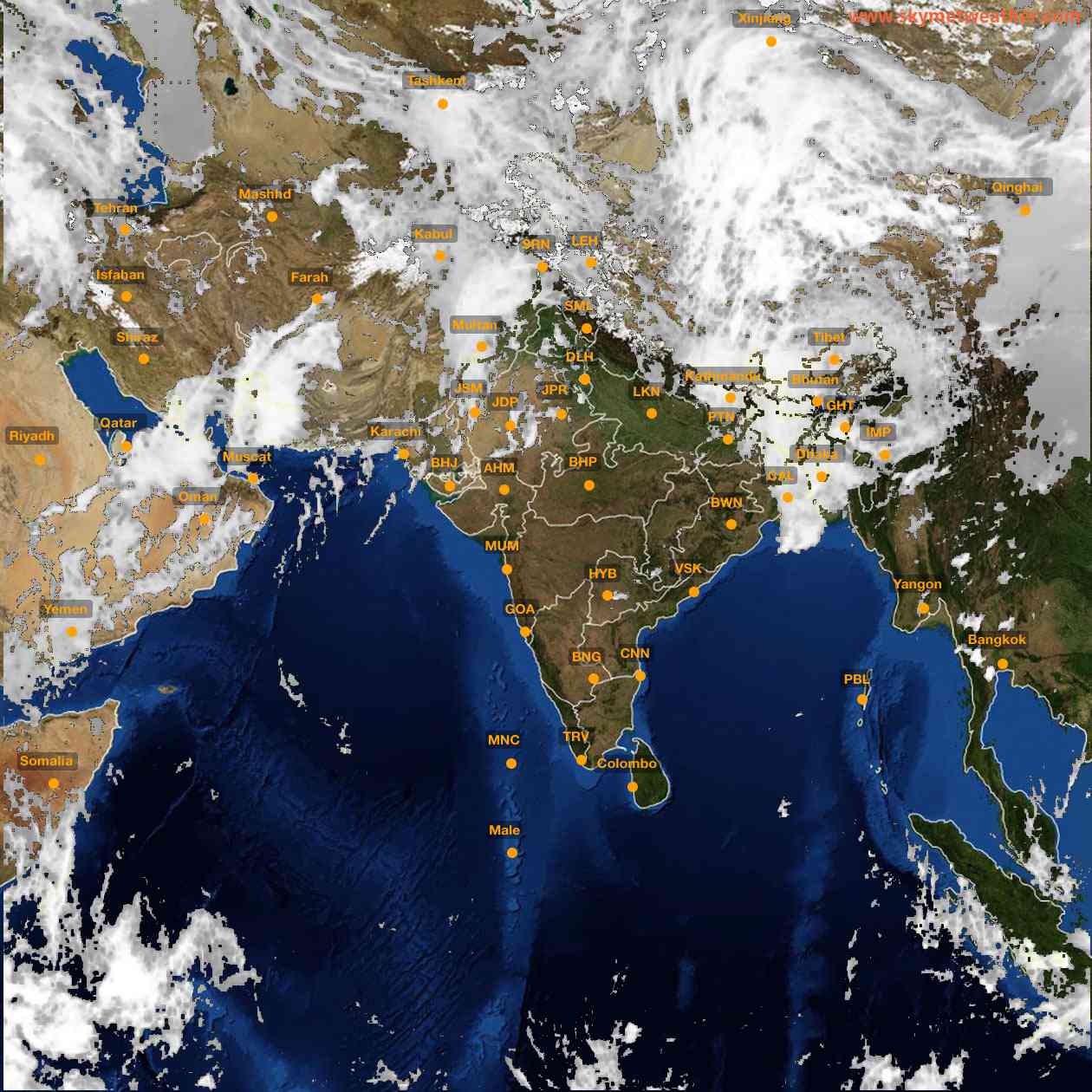Latest INSAT Weather Satellite Image of India - Infrared Map - 14:00 IST on 21 March 2026