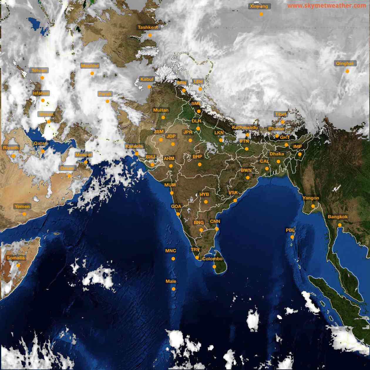 Latest INSAT Weather Satellite Image of India - Infrared Map - 01:00 IST on 24 March 2026