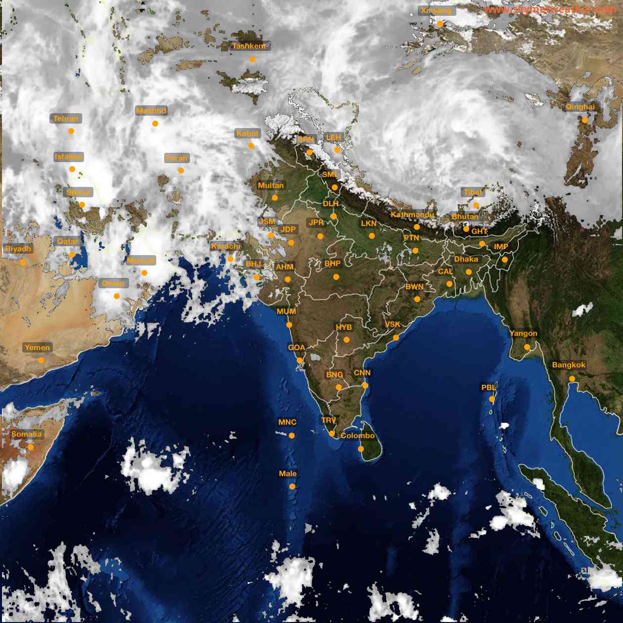 Latest INSAT Weather Satellite Image of India - Infrared Map - 08:00 IST on 24 March 2026