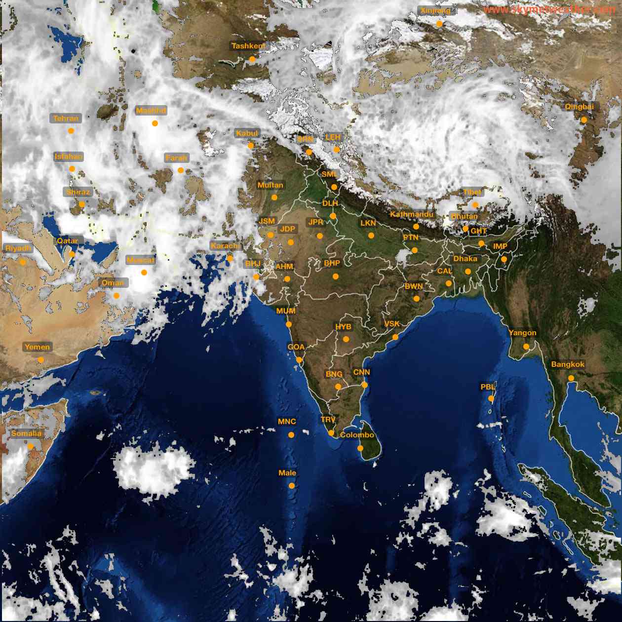 Latest INSAT Weather Satellite Image of India - Infrared Map - 12:00 IST on 24 March 2026