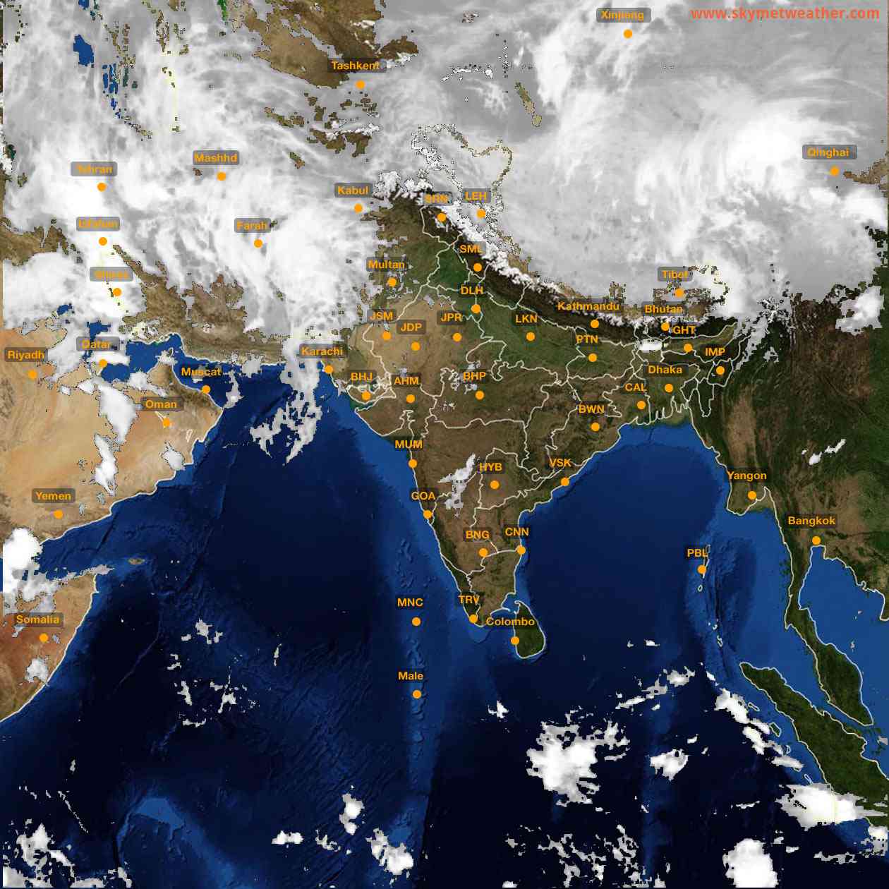 Latest INSAT Weather Satellite Image of India - Infrared Map - 01:00 IST on 25 March 2026