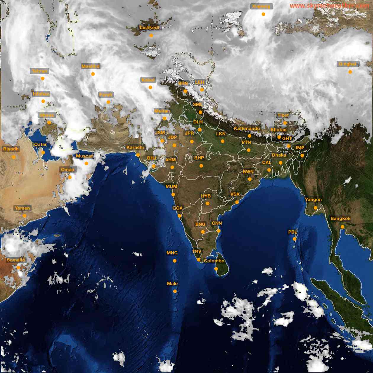 Latest INSAT Weather Satellite Image of India - Infrared Map - 08:00 IST on 25 March 2026