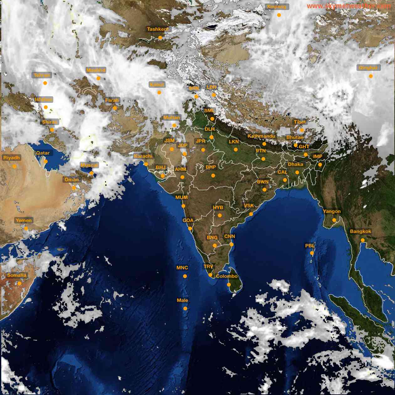 Latest INSAT Weather Satellite Image of India - Infrared Map - 13:00 IST on 25 March 2026