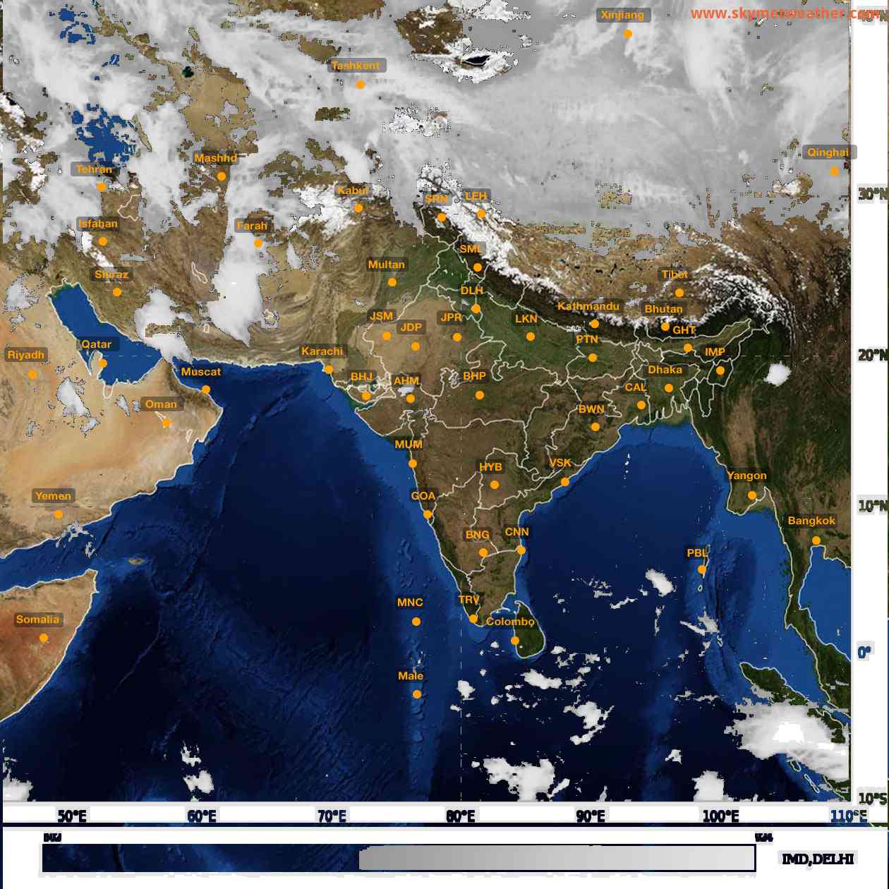 Latest INSAT Weather Satellite Image of India - Infrared Map - 01:00 IST on 26 March 2026