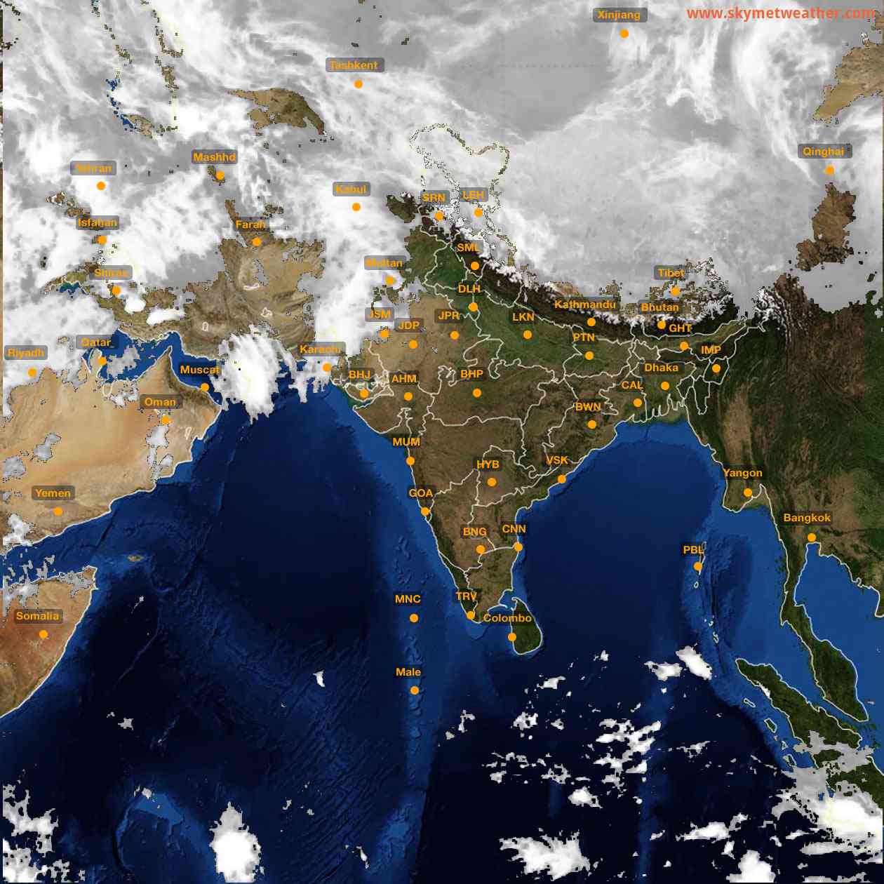Latest INSAT Weather Satellite Image of India - Infrared Map - 07:00 IST on 26 March 2026