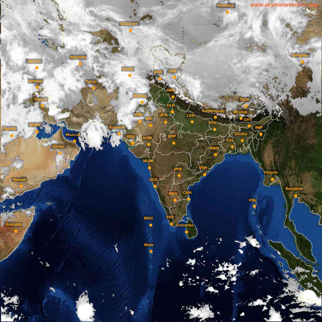Latest INSAT Weather Satellite Image of India - Infrared Map - 08:00 IST on 26 March 2026