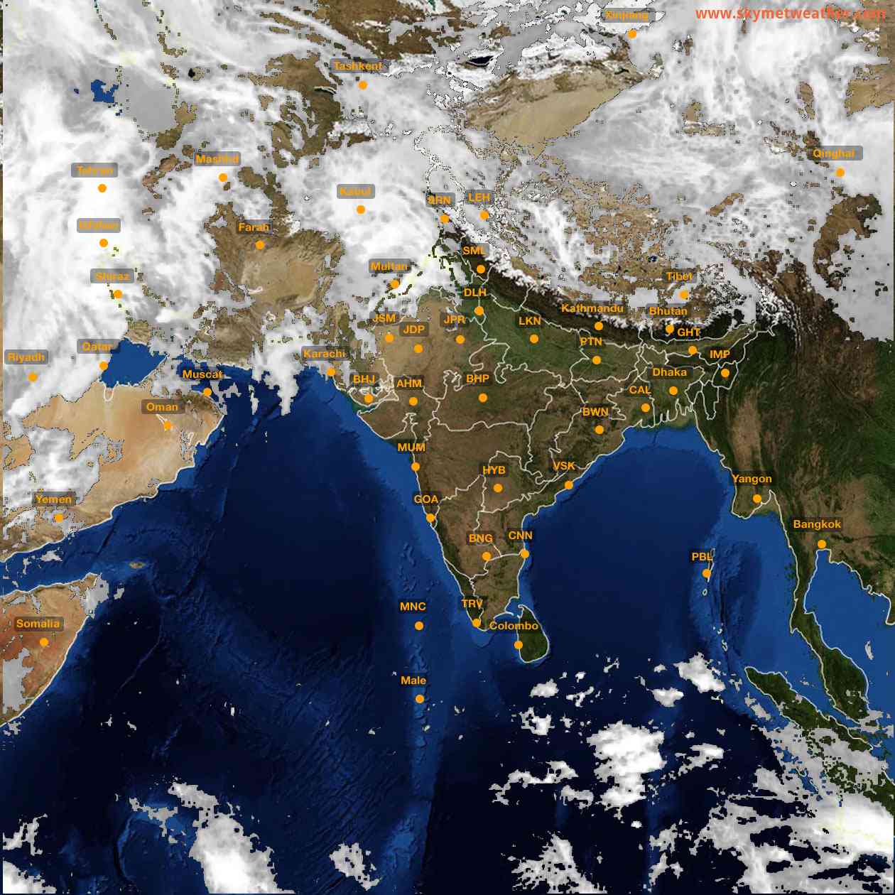 Latest INSAT Weather Satellite Image of India - Infrared Map - 12:00 IST on 26 March 2026