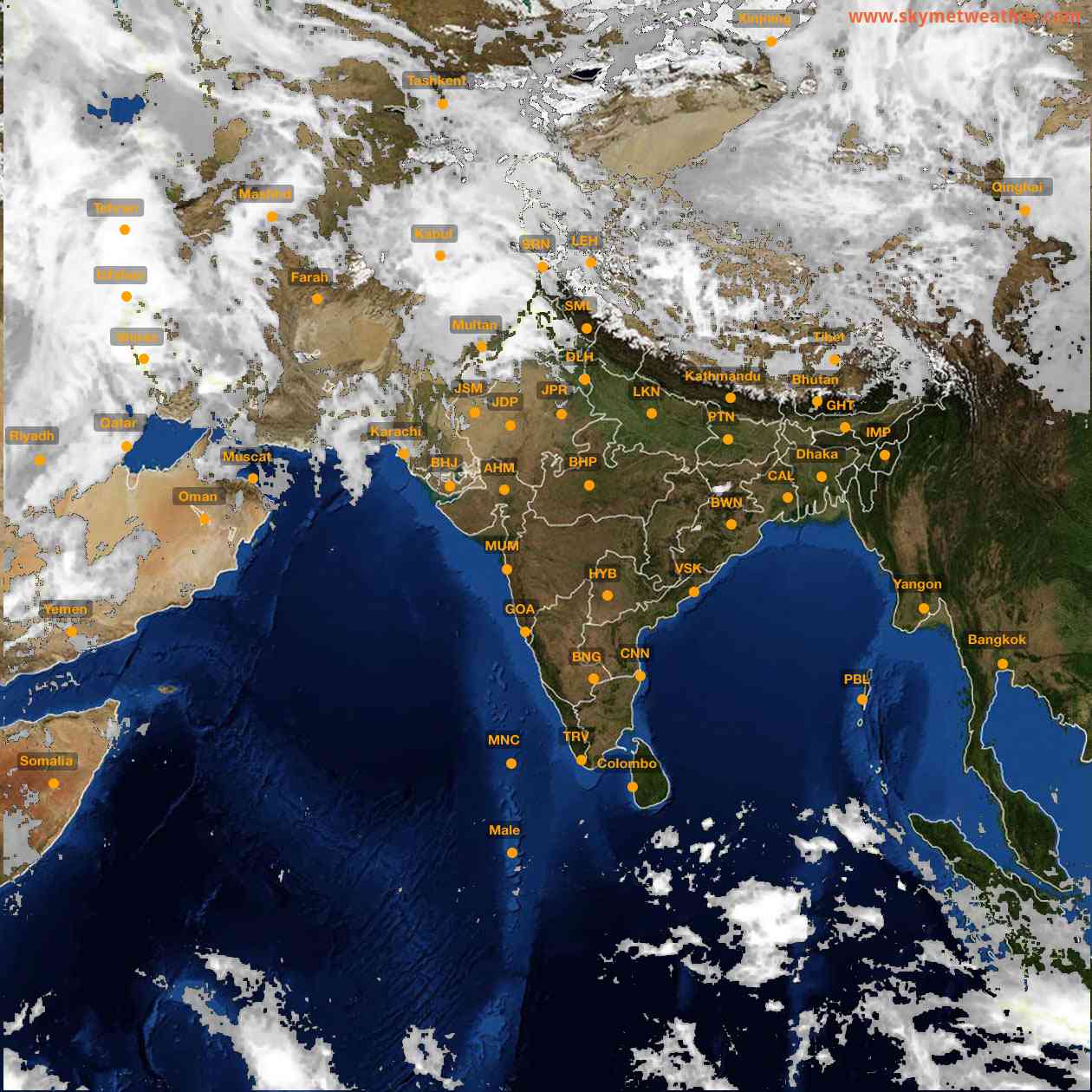 Latest INSAT Weather Satellite Image of India - Infrared Map - 13:00 IST on 26 March 2026
